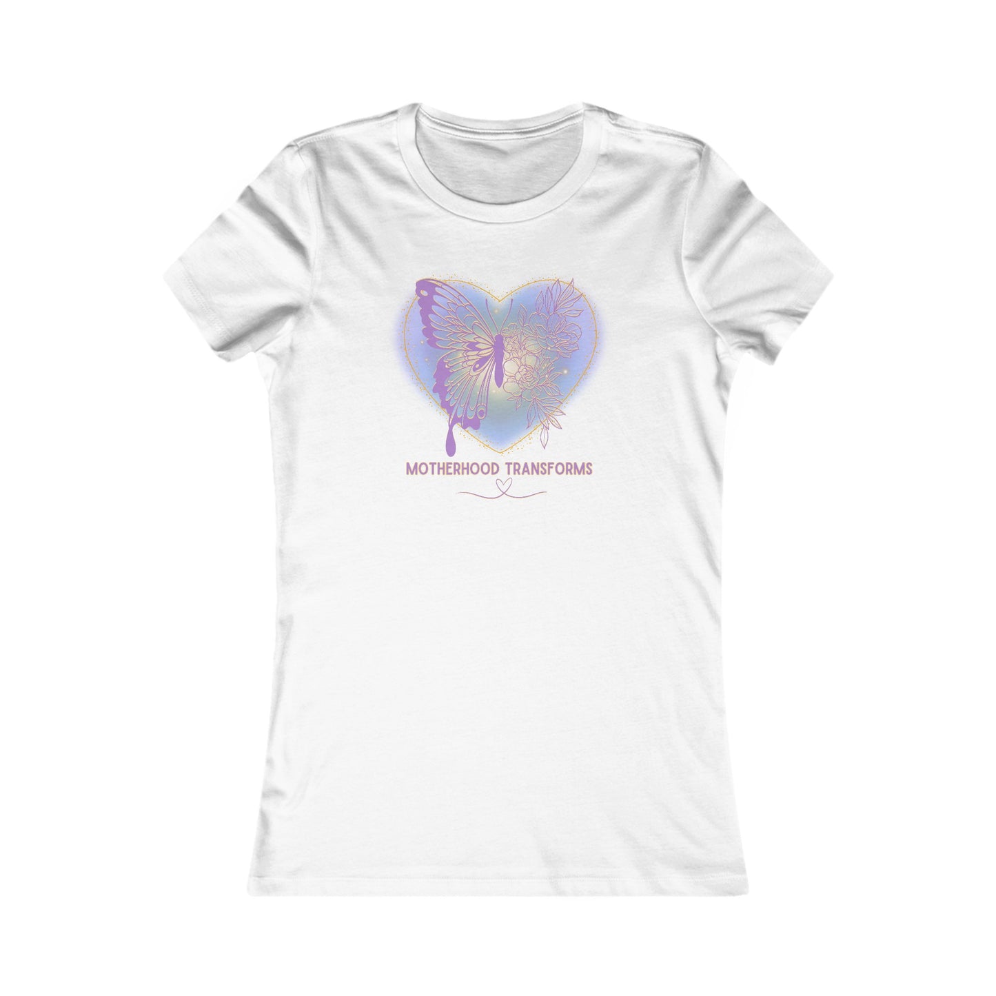 Women's Tee "Motherhood Transforms" Butterfly Mom Shirt