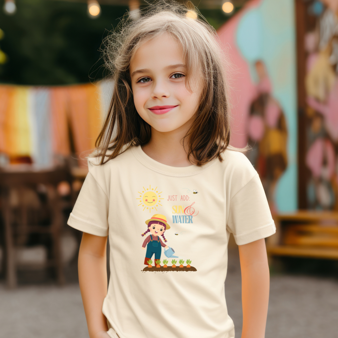 Toddler Tee - "Just Add Sun & Water" Gardening Bee Shirt