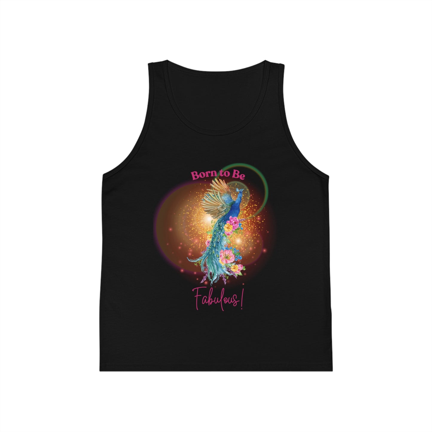 Kids Tank Top - "Born to be Fabulous" Magical Peacock Design