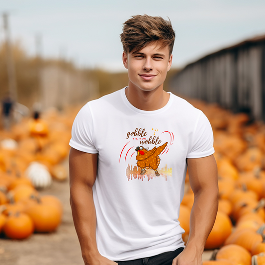 Adult Thanksgiving Unisex Tee - "Gobble til you Wobble" Design