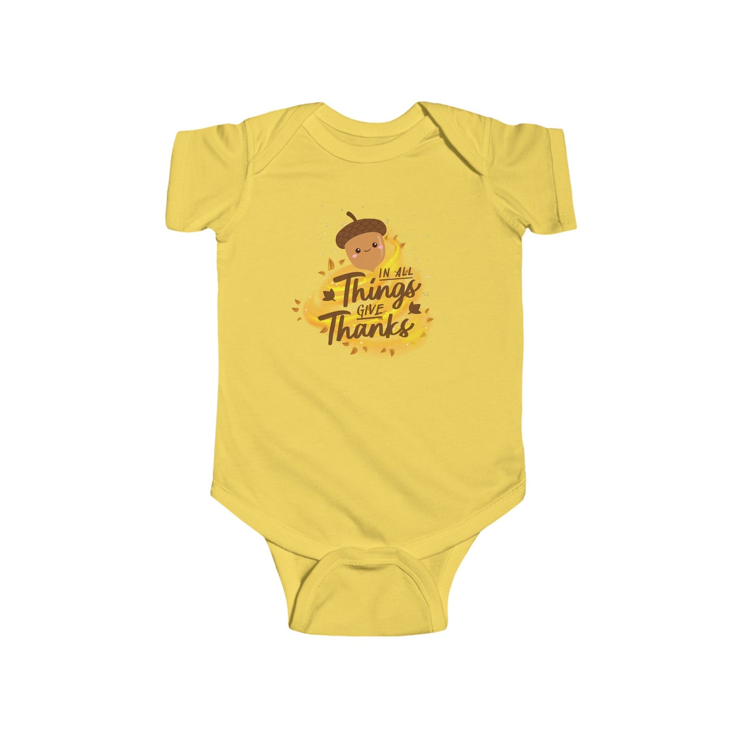 Infant Bodysuit - 'In All Things Give Thanks' Acorn Design