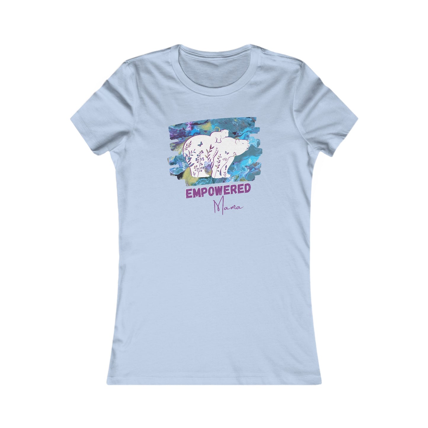 Women's Tee "Empowered Mama" Mom Shirt with Cute Mama and Baby Bear Design