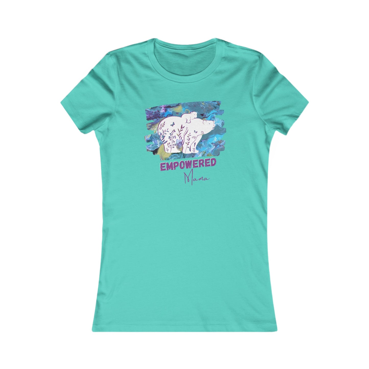 Women's Tee "Empowered Mama" Mom Shirt with Cute Mama and Baby Bear Design