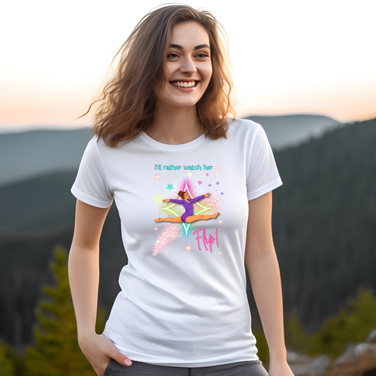 Leaping Lightyears - "I'd Rather Watch Her Flip!" Women's Slim-Fit Tee