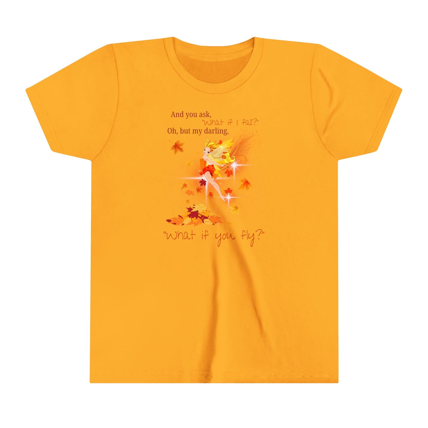 Youth Tee - "What if you Fly?" Autumn Fairy Design