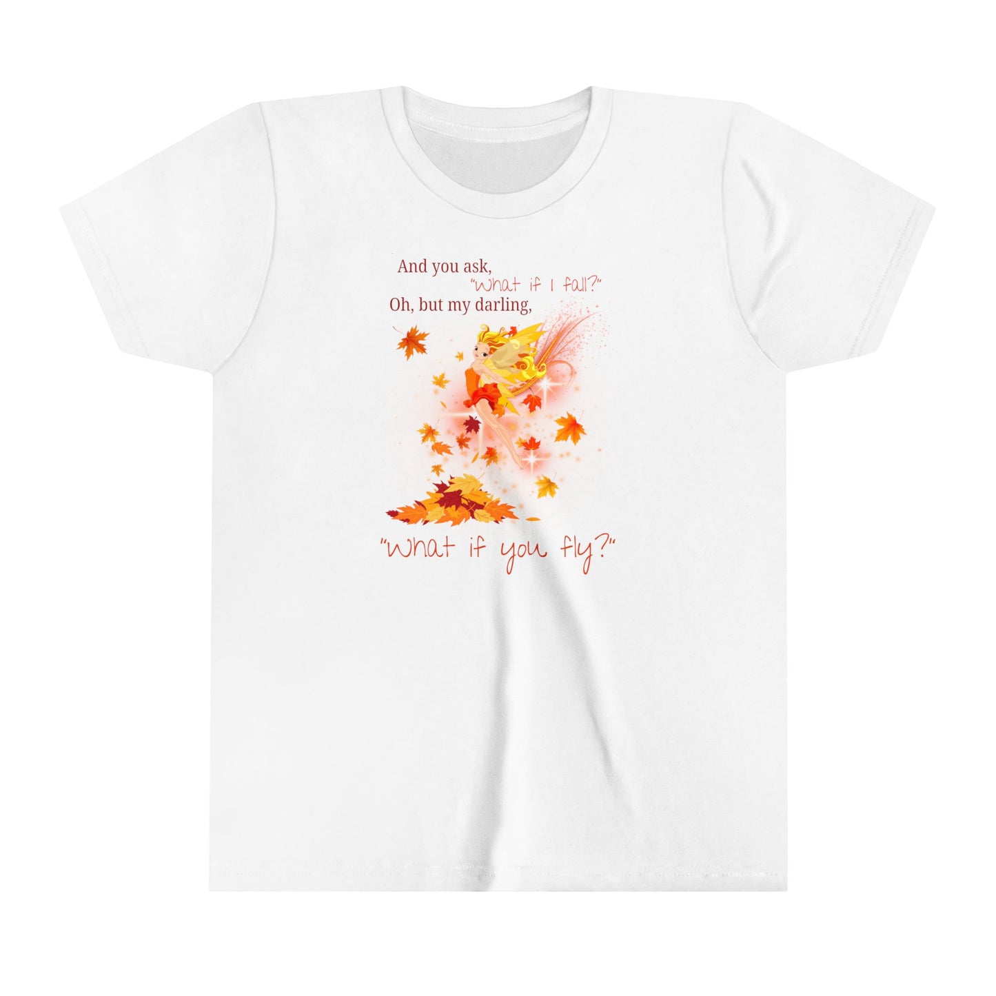 Youth Tee - "What if you Fly?" Autumn Fairy Design