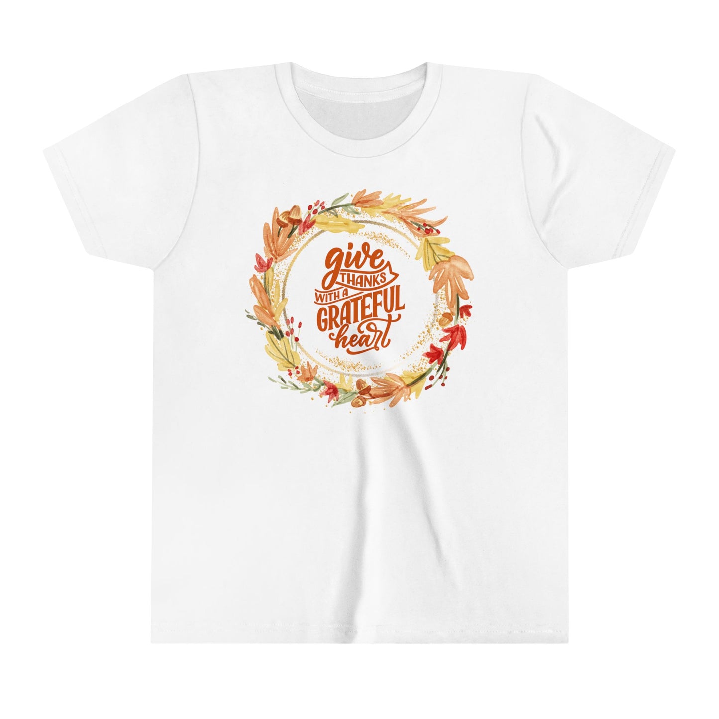 Youth Tee - "Give Thanks with a Grateful Heart" Fall Wreath Design