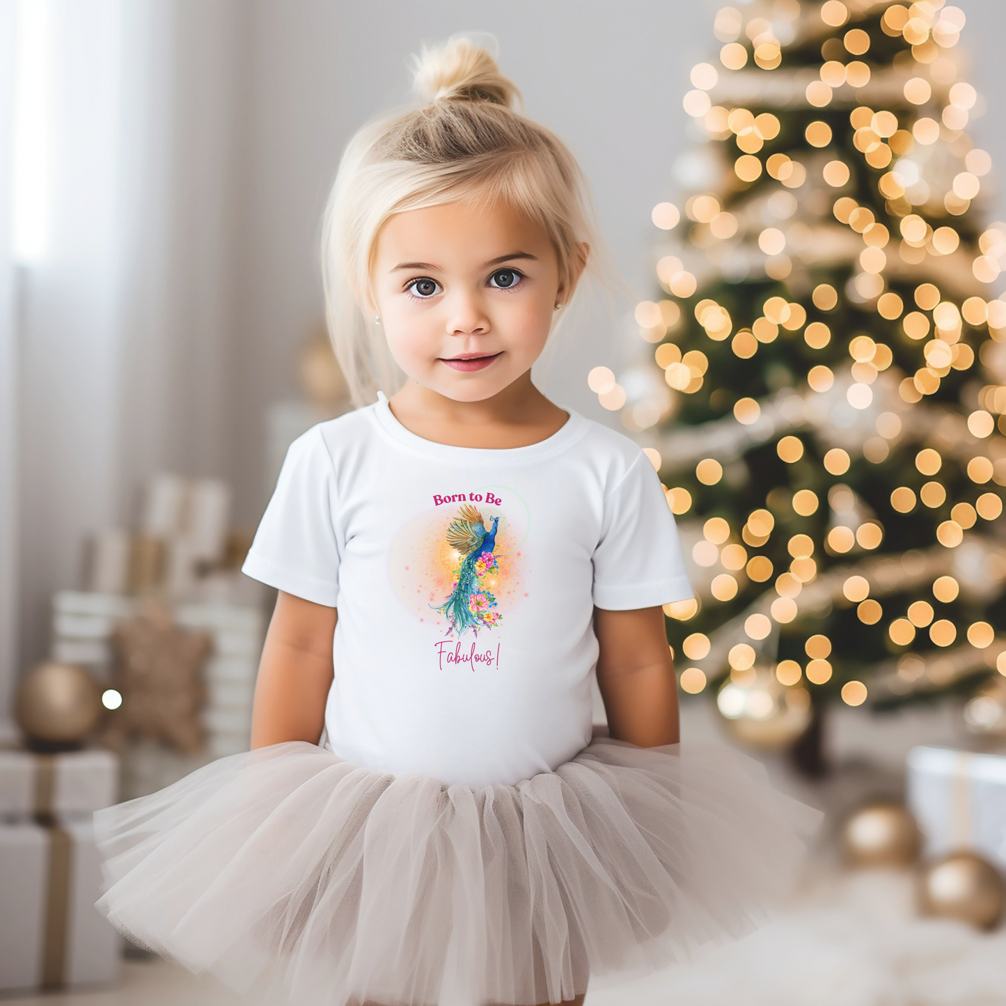 Toddler Tee - "Born to Be Fabulous!" Peacock Design